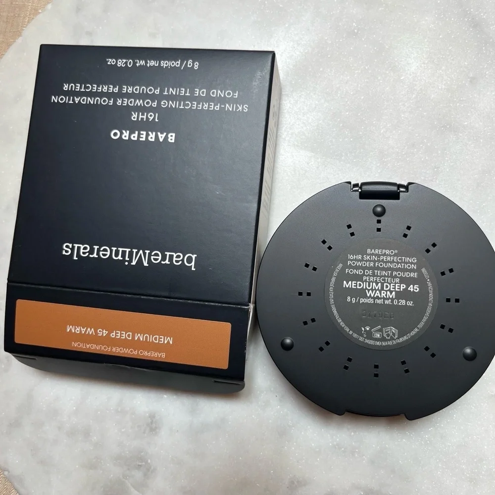 New bareMinerals MEDIUM DEEP 45 WARM Barepro 16HR Skin-Perfect Powder Foundation